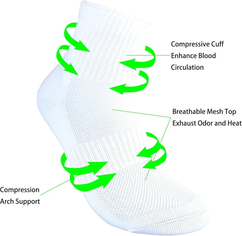 WindCrosser Womens Anti Odor Blister Proof Seamless Breathable Cotton Thin Quarter Crew/Ankle Daily Socks, Size 6-10 - Image 3